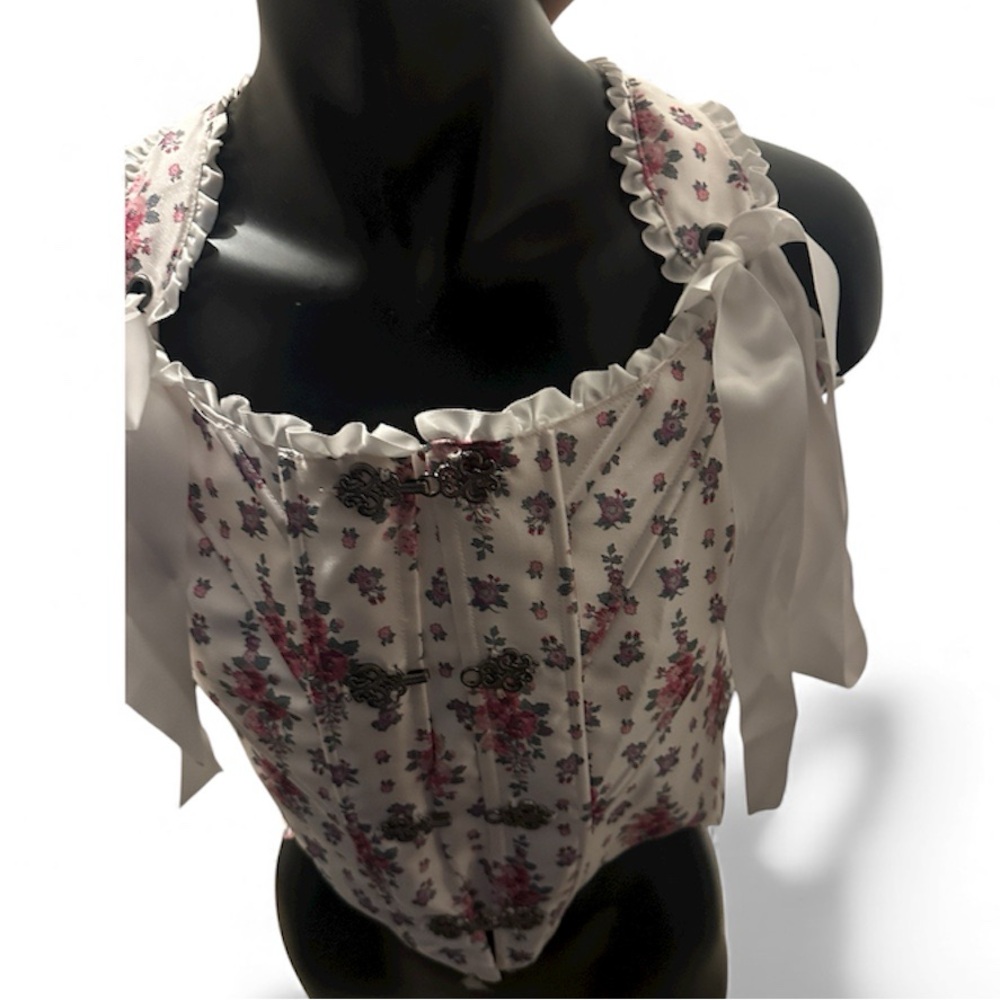 Dolls Kill Floral Crop Top - White and Pink